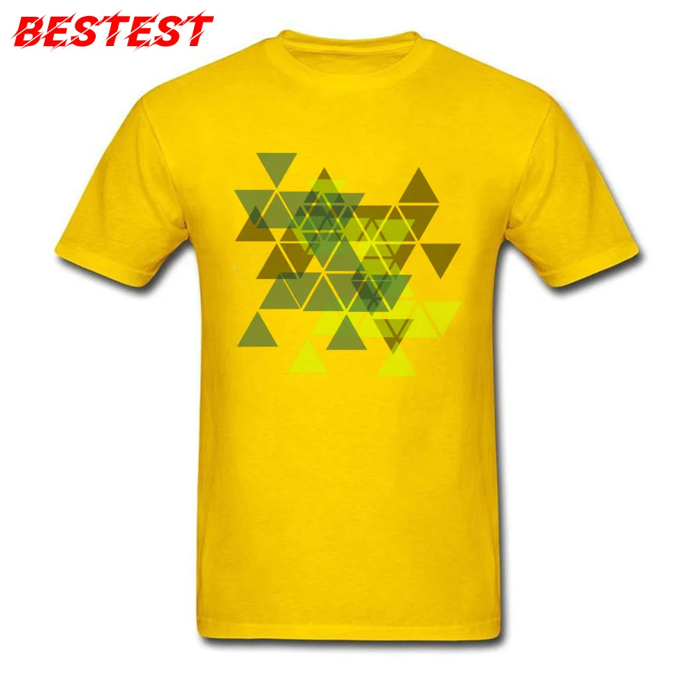 Abstract geometric pattern overlapping triangles Tops Shirts Summer/Autumn O-Neck 100% Cotton Youth T Shirts Europe Tops T Shirt Hot Sale Abstract geometric pattern overlapping triangles yellow