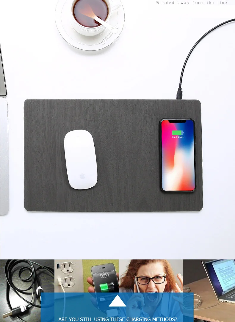 Fast Wireless MousePad Charger,2 in 1 Mouse PadMat Wood With Wireless Charger for iPhone X 8 7 Samsung Note 8S9S8 Qi Charger (1)