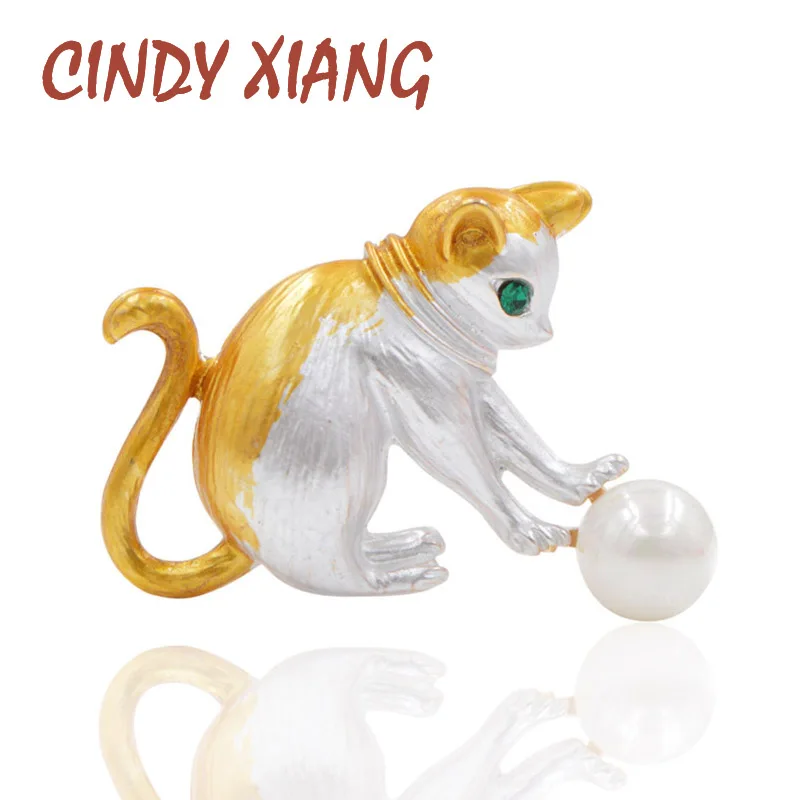 Женская Брошь Кошечка CINDY XIANG Play Ball эмалированная брошь с кошачьими ушками и