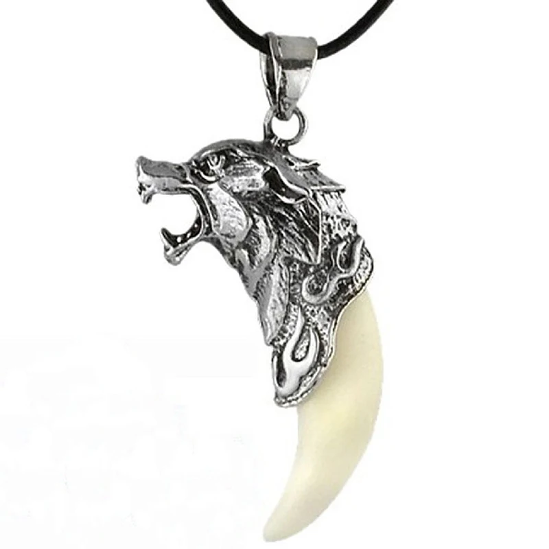 Brave Man Wolf Tooth Necklace font b Jewelry b font Steel Titanium Domineering Wolf Tooth pendant