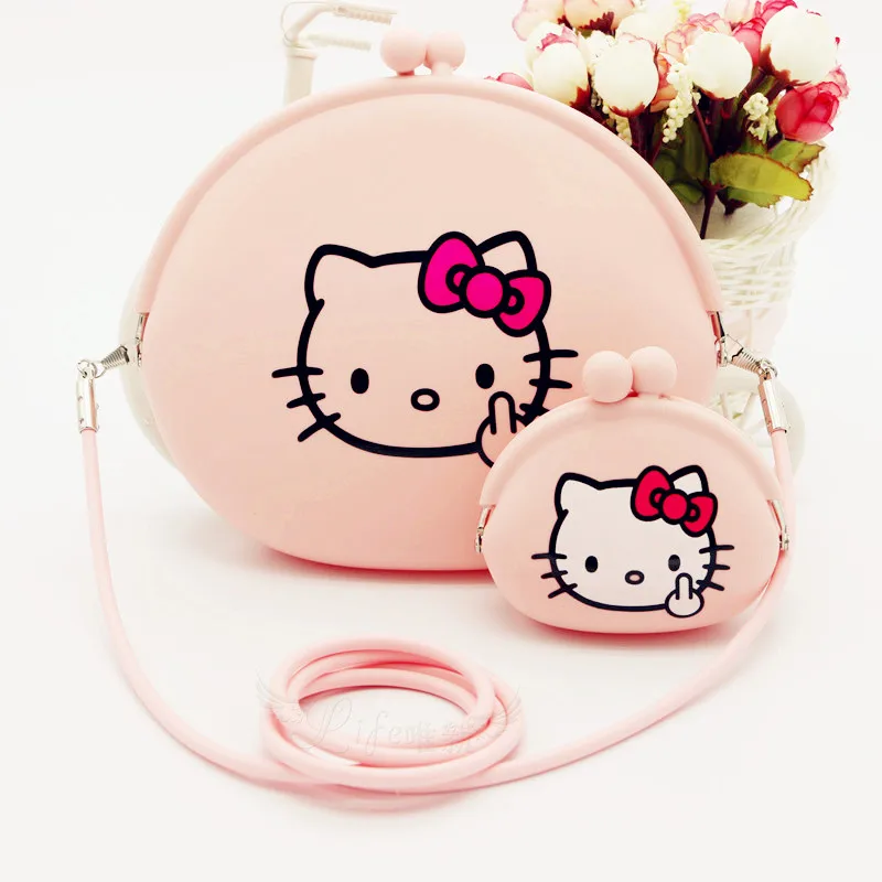 Candy Color Hello Kitty Purse Match Wallet Messenger Bags Cute Women Storage Bag Shoulder Bag