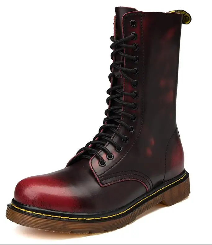 Мужская обувь унисекс с высоким берцем; тактические военные ботинки; Мужская Рабочая безопасная обувь; армейские ботинки; военные тактические ботинки; Zapatos; сезон осень; Botas - Цвет: red -no plush