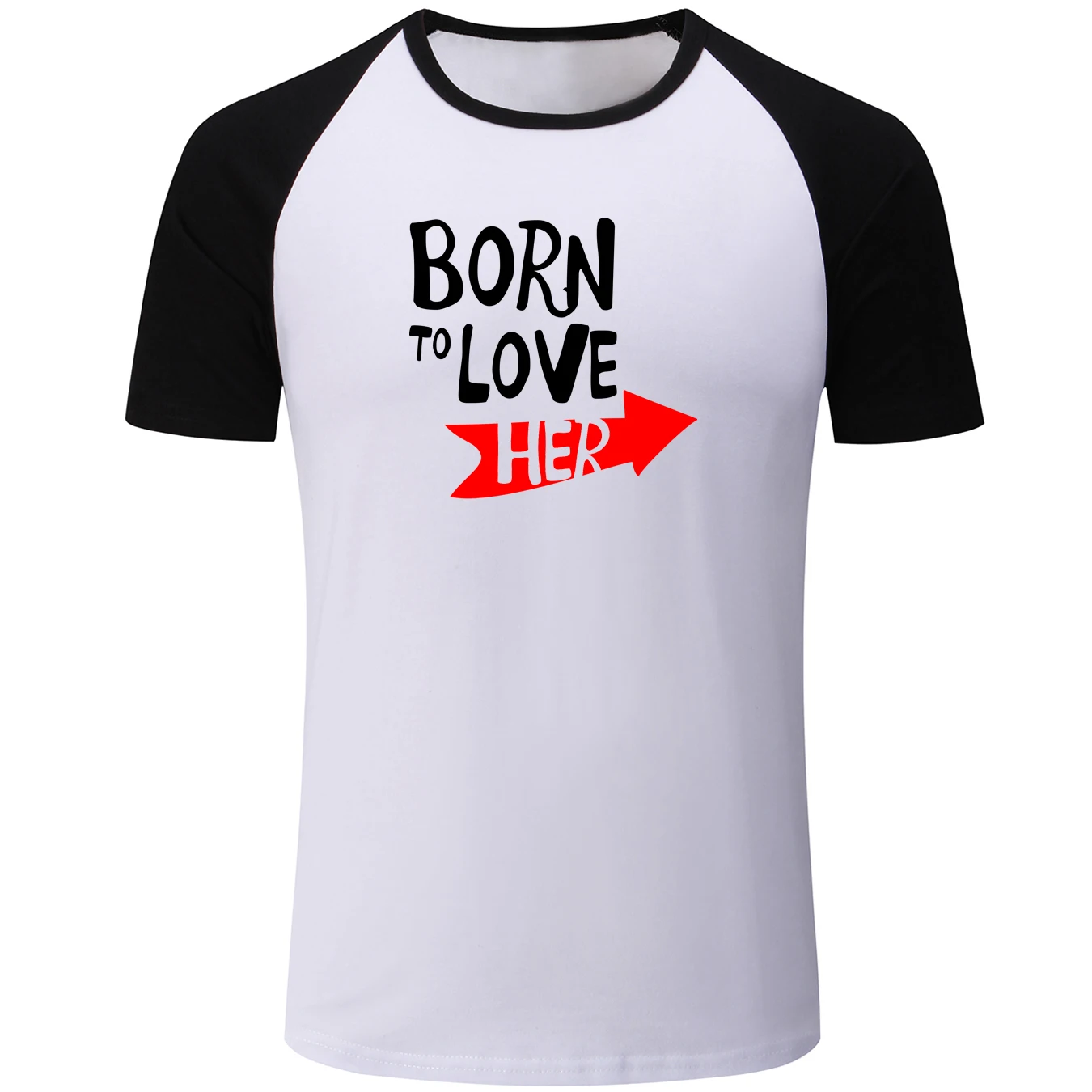 Мужская и женская футболка с коротким рукавом Born To Love хлопковая Футболка реглан