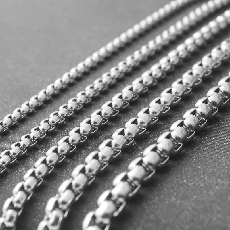 

Fashion Mens Stainless Steel Cube Necklace 2.5/3/3.5/4/5mm Thick Basic Long Chain For Jewelry Making DIY Accessories Supplier