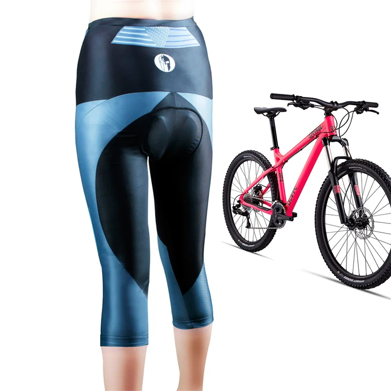 ILPALADINO Women's 3/4 Cycling Pants Striped Team Pro Ladies 3/4 Mountain Bike Tights Race Fit Sport Bicycle Trousers 3D Padded