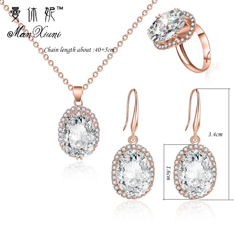 parure bijoux femme, Модные Ювелирные наборы, кубический циркон, массивное ожерелье и серьги, кольца, свадебные ювелирные изделия для женщин, подарок