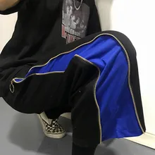 Лоскутная металлическая пряжка молния прямые брюки Япония Корея Высокая уличная одежда в стиле хип-хоп свободные брюки Лето Хлопок Sweatpant тонкий низ