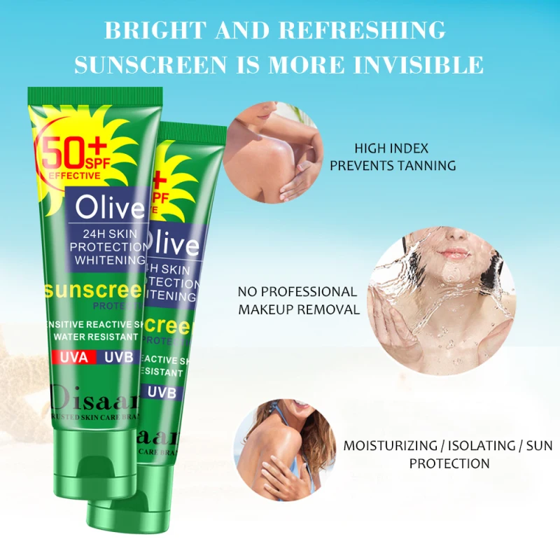 SPF 50+ Sunscreen Whitening Facial Body Sunscreen Sunblock Cream Oil-Control Moisturizing Olive Oil Skin Protective Cream TSLM1