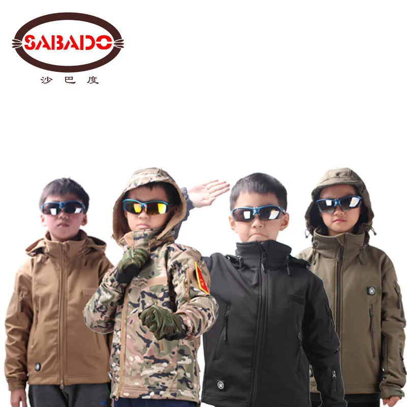Waterproof outdoor camo Waterproof children TAD Tactical Shark Skin Softshell hunting jacket kids Army coats hunting jackets