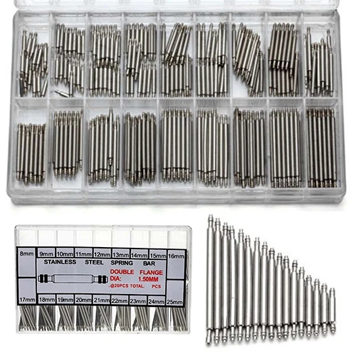 

360Pcs 8mm - 25mm Stainless Steel Watch Band Strap Spring Bar Link Pins Tool
