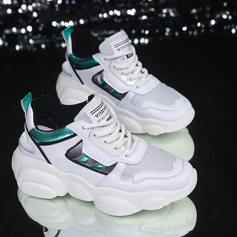 

Size 35-40 2019 New Summer Hollow Shoes Woman Flat Heels Women's Casual Sneakers Female Green Reflective Platform Footwear