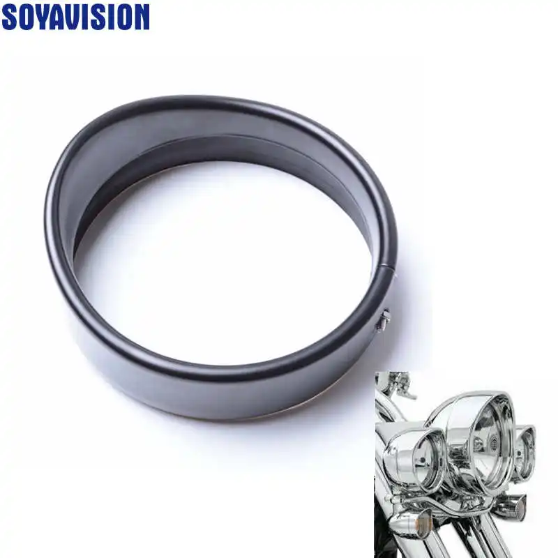 

Black 5.75 inch Visor Style Headlamp Trim Ring For Harley Street Bob/Dyna Super Glide/ Street 750 5.75"
