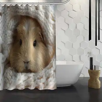

Hot Sale Custom Cute guinea pig animal Shower Curtain Waterproof Fabric Shower Curtain for Bathroom F#Y1-17