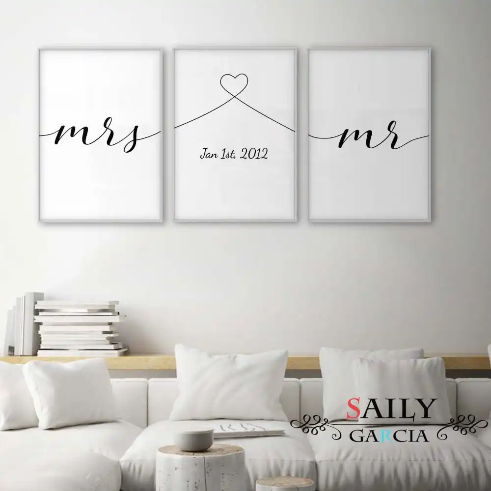 Frases De Amor En Blanco Y Negro Mr Mrs Pintura En Lienzo