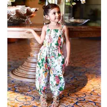 Летняя одежда; детские комбинезоны; комбинезон без рукавов с цветочным принтом для девочек; комбидресс; наряды для фотосъемки; модная детская одежда