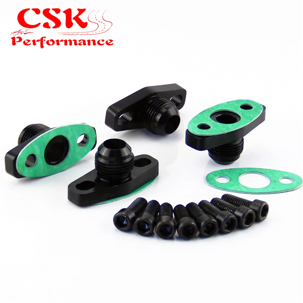 

4Pcs10AN Drain GT T17 T20 T25 T28 T30 T35 Garrett Turbo Billet Oil Return Flange Black/Silver