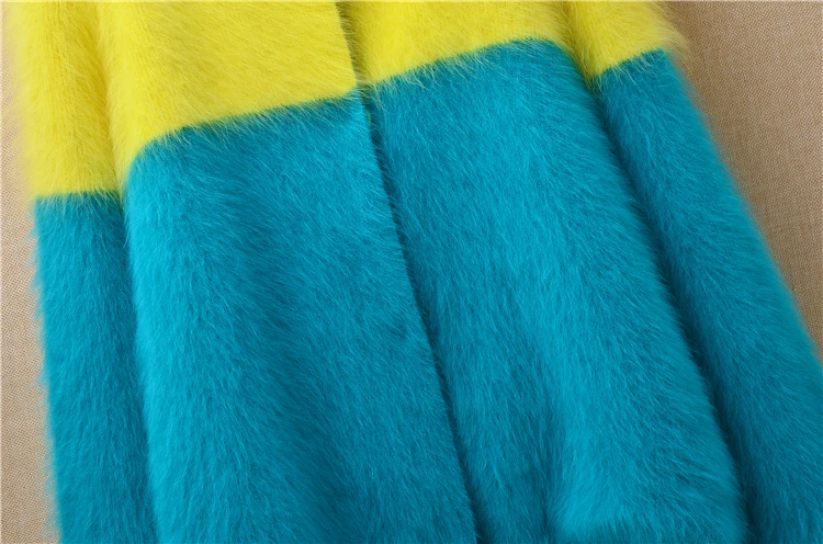 Женские короткие плотные теплые модные 100% Плюшевые норковые кашемировые тонкие кардиганы с длинными рукавами из Ангорского меха пальто