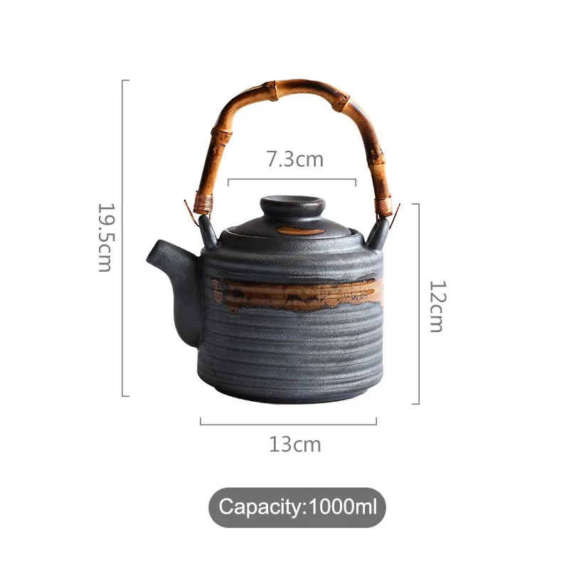 1000/1200 мл черного цвета из мультфильма «Холодное сердце» японский Стиль Чай горшки Чай чашки Винтаж Керамика чайник высокого Ёмкость Чай горшок для ресторана японской кухни посуда для напитков - Цвет: A(Teapot)