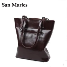 Сумки San maries большие брендовые модные сумки на плечо для женщин натуральная кожа сумки Ретро повседневные сумки подарок женская сумка