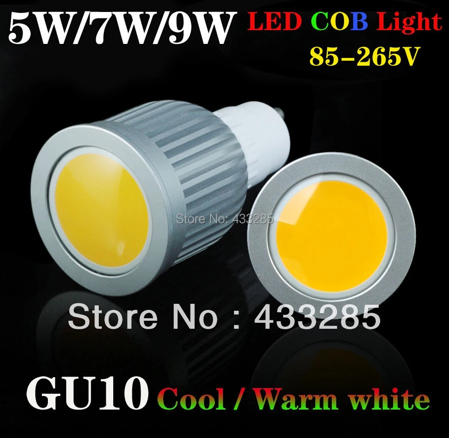

6Pcs/Lot GU10 5W/7W/9W COB LED Spot Light Support Dimmer Warm White/Cool White High Brightness