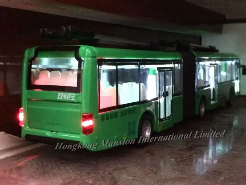 Двухсекционный туристический автобус Binodal, литая под давлением металлическая модель автомобиля 1:32, коллекция весов, звук и светильник, игрушки для автомобиля