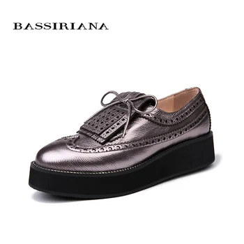 

BASSIRIANA New Women Flats basic shoes Genuine Leather Round Toe Casual shoes woman Spring Autumn Size 35-40 Free shipping