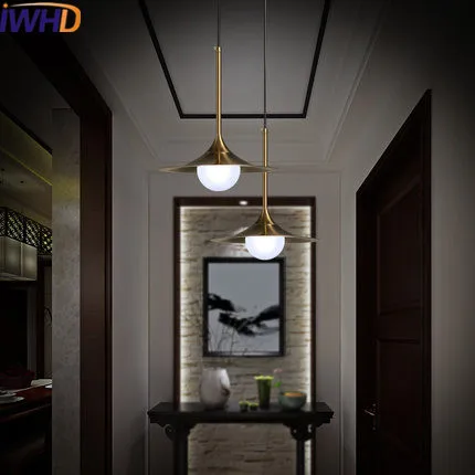 Iwhd bola de cristal LED colgante lámparas moda moderna oro hierro lámpara colgante hogar Iluminación bar hanglamp iluminación lustre