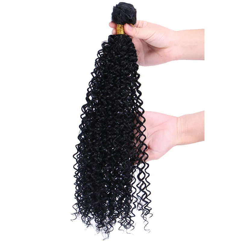Черные и золотые кудрявые вьющиеся волосы, волнистые, 100 г, ломбер, синтетические волосы для наращивания - Цвет: # 1B