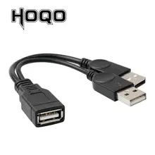 USB Y кабель питания данных, двойной USB Y удлинитель зарядный кабель, usb-A Женский до 2 A-Сплиттер папа-папа USB2.0 Женский до 2 USB Мужской Шнур