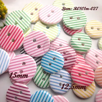 

72pcs / 100pcs 15mm / 12.5mm 2 holes Mix colors printing stripe resin craft button craft scrapbooking sewing materials wholesale