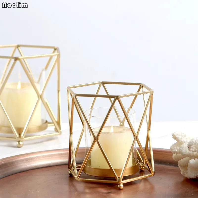 Подсвечник Nordic Light Роскошные простые золотые Железный Держатель свеч для романтического ужина при свечах Свадебная вечеринка настольные украшения