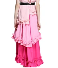 Runway Dresses 2017 Strapless Patchwork Ruffles Chiffon Long Summer Dresses Women Bohemian Brand Style Vestidos De Festa