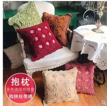 

European style vintage embroidery cushion cover floral throw pillowcase household old time pillow cover indoor
