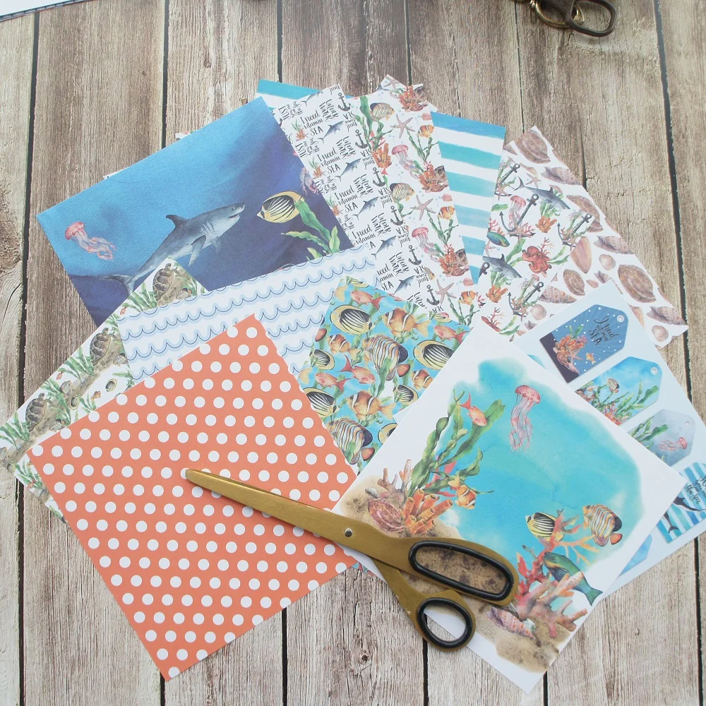

24 sheets DIY 12 style 15.2*15.2cm Twenty Thousand Leagues Under the sea theme craft paper scrapbooking creative paper DIY gift