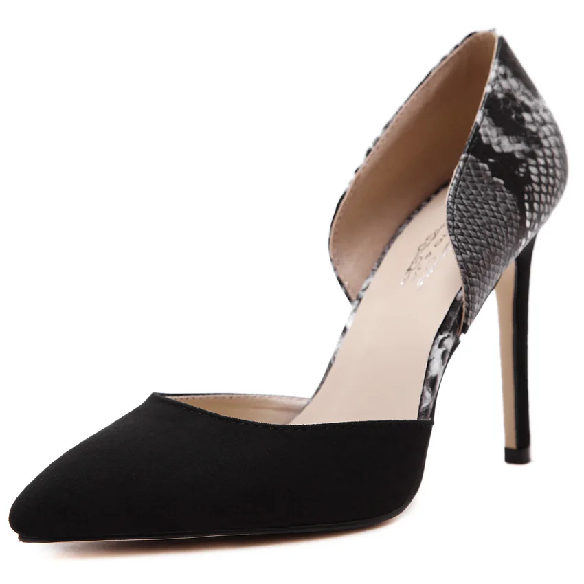 

Women pumps patchwork Serpentine pattern pointed toe high heels sandals shoes woman party wedding dress OL ladies stiletto shoe