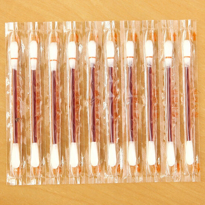 

10Pcs Medical Double-Head Disposable Iodine Cotton Swab Wound Care Sticks Cleaning Disinfected Cotton Buds First Aid Kit Supplie
