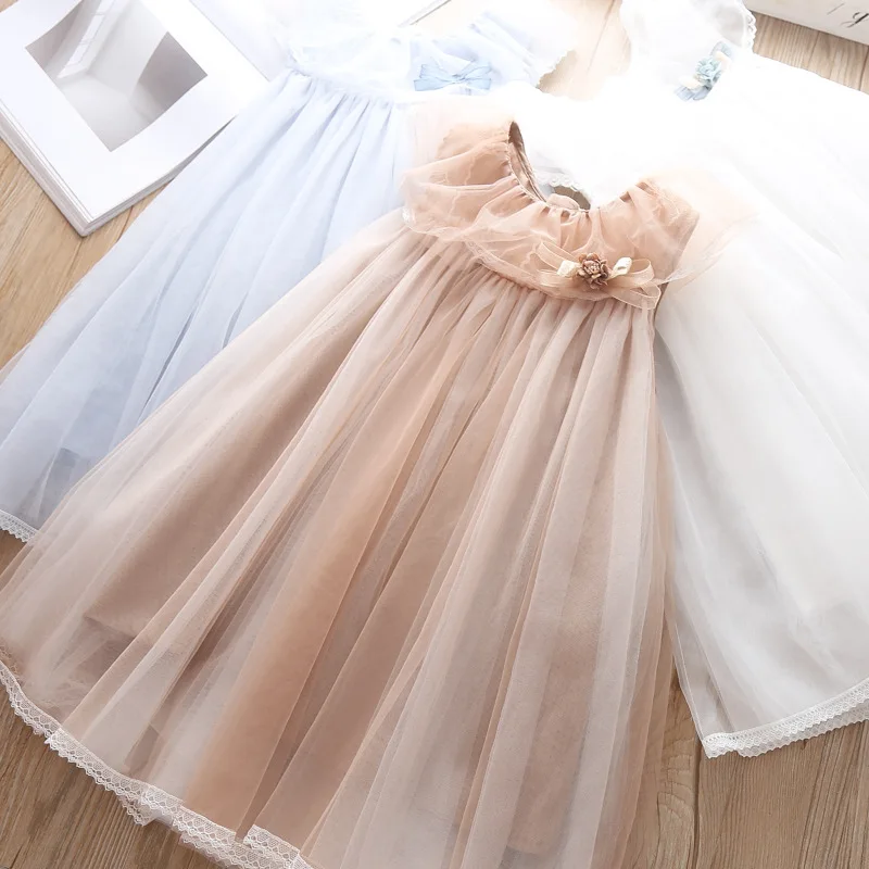 

Girl Wedding Ball gowns Dresses 2019 Girls Fashion Flower Lace Party Tutu Dress Costumes For Children Kids Summer Dress