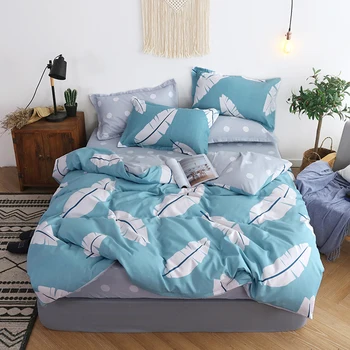 

BEST.WENSD 47 Wholesa Simple plaid-Sky blue pink hello kity 3/4pc bedding set king comforter set duvet cover bed linen bedspread