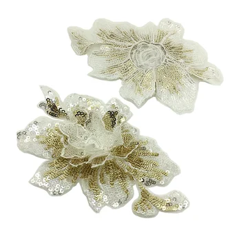 

6pc 3d Embroidered Sequin Patches For Clothing Flowers Embroidery Patch Flower Beaded Applique Parches Ropa Sew On AC1368