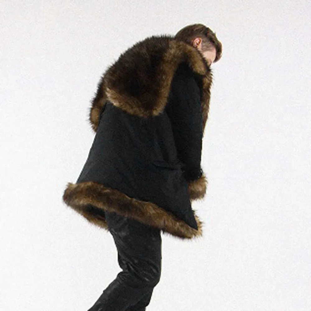 JAYCOSIN мужское теплое длинное пальто, куртка из искусственного меха, верхняя одежда, теплое плюс толстое длинное пальто, верхняя одежда, куртка с капюшоном