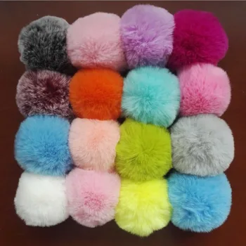 

6CM~9CM Big Faux Fur PomPom DIY KeyChain Rabbit Hair Bulb Bag pom pom Ball key chain For Women Car Bag Key Ring Keychain