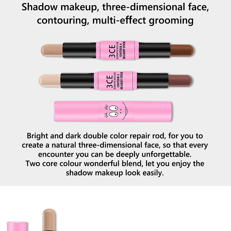 3CE EUNHYE HOUSE 2 In 1 Contour Stick Double-ended Bronzer Contouring Highlighter Concealer 3D Face Pincel Full Cover Maquiagem