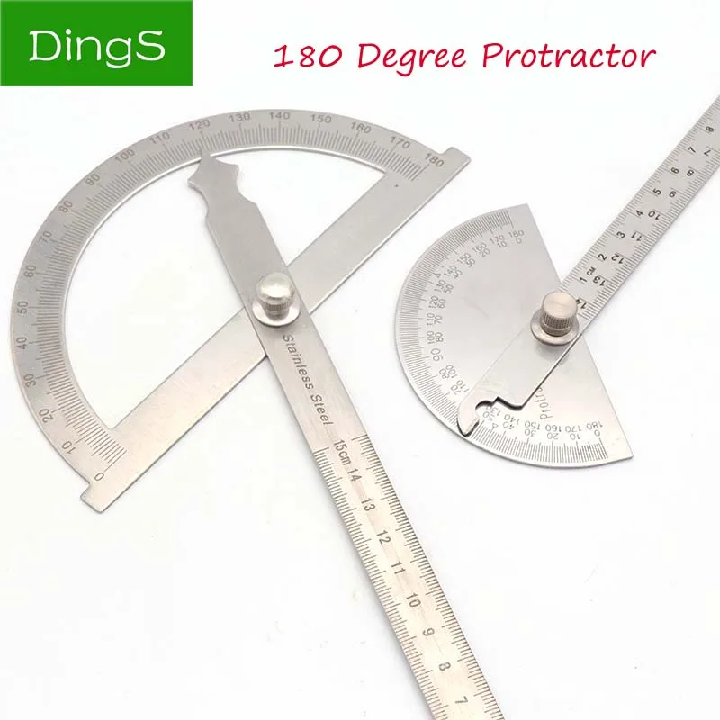 

1pcs 145mm 150mm Stainless Steel Round Head 180 degree Protractor Angle Finder Rotary Craftsman Ruler Measuring Machinist Tools