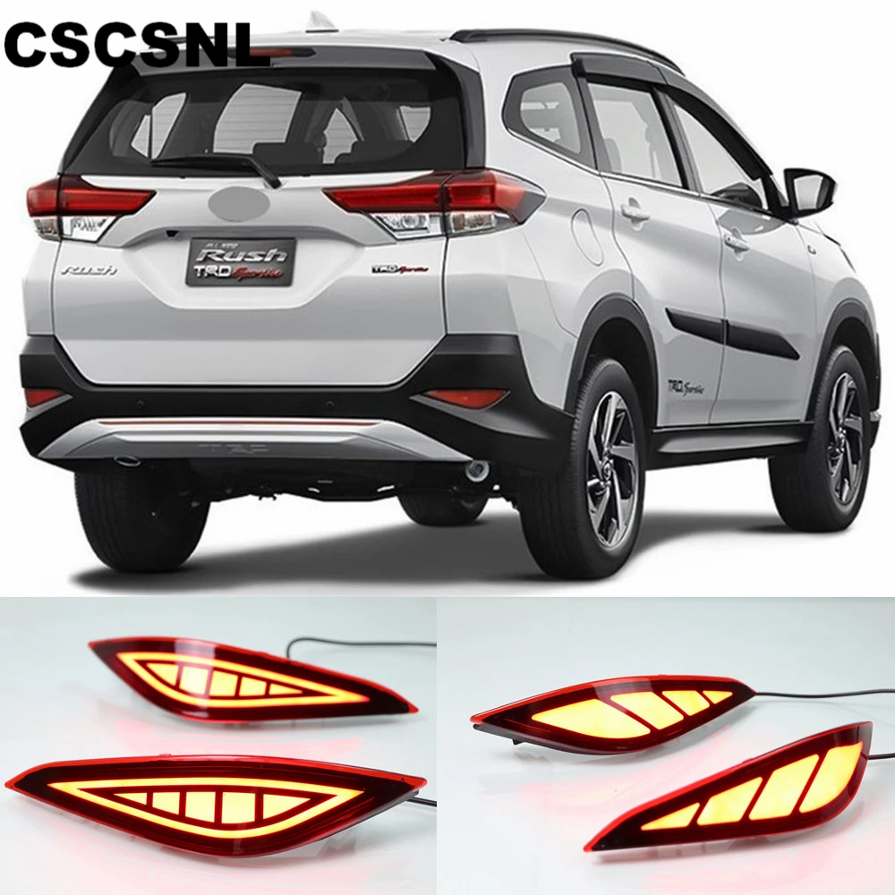 

CSCSNL 2PCS Multi-functions Car LED Rear Fog Lamp Brake Warning Light Rear Bumper Decoration Lamp For Toyota Rush 2018 2019