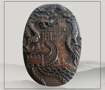 

Chinese old wa shi Stone Inkstone with Exquisite carving dragon