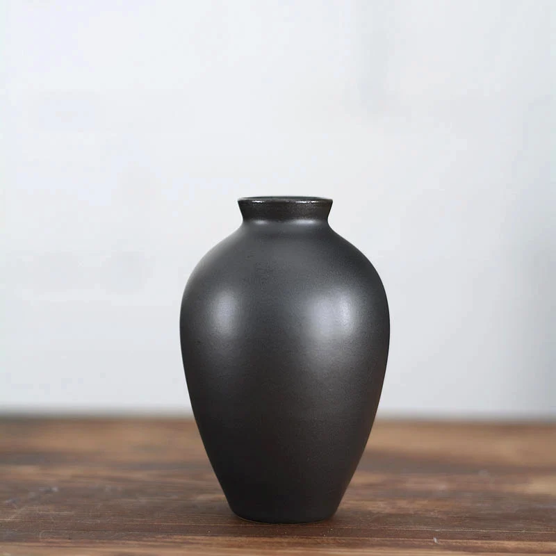 Черно-белая керамическая ваза, китайский декор, фарфоровая ваза для цветов, креативный подарок, украшение для дома - Цвет: Big Round Black