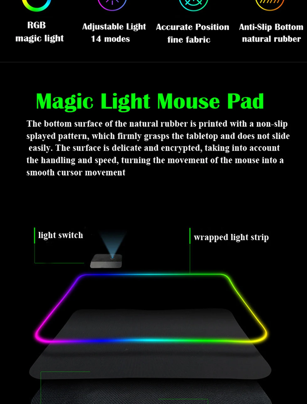 Большой красочный светодиодный RGB игровой коврик для мыши USB Проводная 800x300 мм геймерский большой коврик для мыши коврик для ноутбука 800x300 мм для ПК компьютера