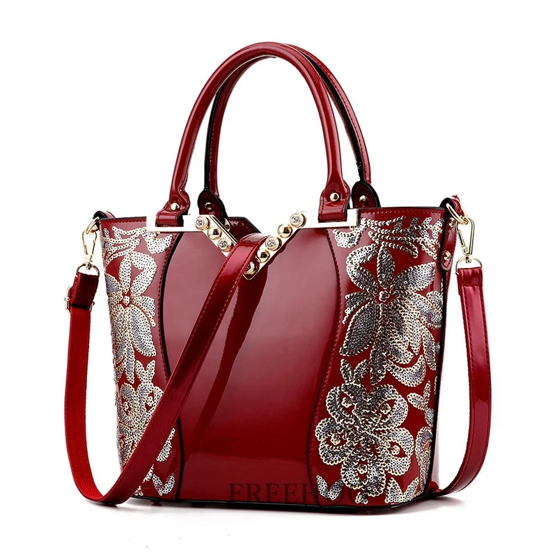 Модные сумки для женщин с вышивкой из блесток роскошные лакированные кожаные брендовые дизайнерские сумки женские сумки через плечо Bolsa Feminina