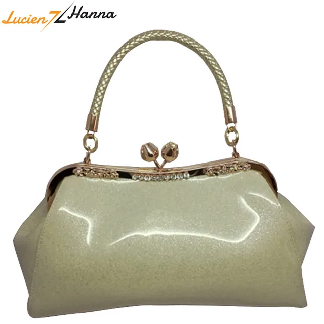 Large Capacity Patent Leather Frame Handbags Totes Crossbody Women Large Capacity Patent Leather Frame Handbags Totes Crossbody Women Shoulder Bag Female Evening Designer Diamonds