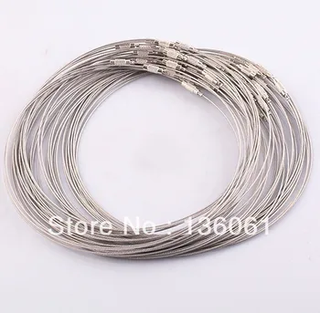 

Vintage Silvers Stainles Steel Wire Necklace Cord with Screw Collar Statement Torques Necklace Findings Jewelry Gift 1mm